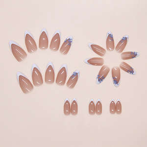 <span class=keywords><strong>Faux</strong></span> Ongles Amovibles en Gros, Style Français <span class=keywords><strong>Blanc</strong></span> Doux, Motif Petite Fleur <span class=keywords><strong>Jasmin</strong></span> Bleu, 24 Pièces à Coller - Product Image 4