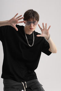 Camiseta de Alta Calidad para Hombre, Talla Grande, Cuello Redondo, Hombros Caídos, 100% Algodón, Ecológica, Transpirable, Estilo Urbano, Lisa - Product Image 2