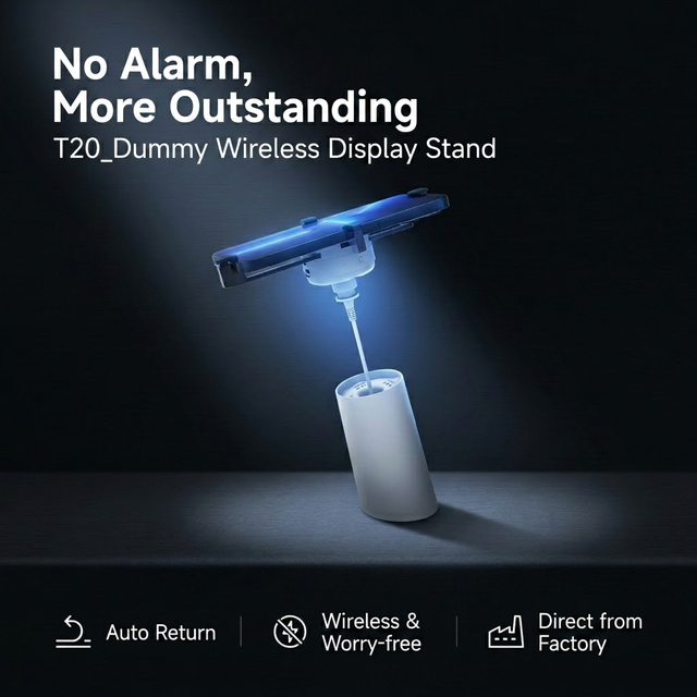 High Security Dummy Phone Display Stand with Auto-Retractable Steel Wire Recoiler for Retail Mockup Exhibitions 50% Cost Saving