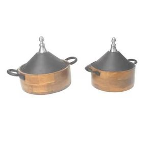 Juego de 3 ollas de acero inoxidable premium con incrustaciones de madera y tapas plateadas martilladas, ideales para mantener los alimentos calientes. - Product Image 5