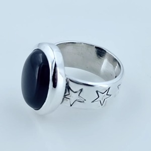 Black Onyx <b>Ring</b> 925 Sterling <b>Silver</b> Handmade Boho <b>Statement</b> Promise <b>Ring</b> for Women Natural Oval Black Onyx <b>Ring</b> July Birthstone - Product Image 2