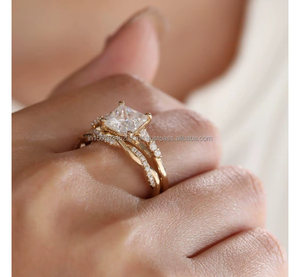 Igi/gia แล็บตัดเพชรวินเทจ14K สีเหลืองแหวนแต่งงาน/งานหมั้นใส่ได้ทั้งชายและหญิงสีขาวทองคุณภาพดีสำหรับงานปาร์ตี้ครบรอบ-คุ้มค่า - Product Image 3