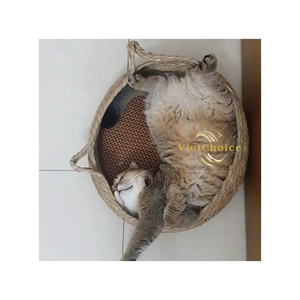 Lit pour chat VietChoice en jonc de mer tressé, écologique, forme de grotte, respirant, design minimaliste, toutes saisons, lavage à la main uniquement, amovible - Product Image 2