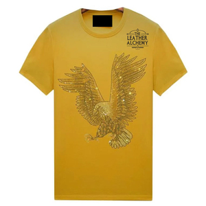 Camiseta de Manga Corta con Cuello Redondo y Pedrería, Diseño Personalizado de Alta Calidad, Transpirable, para Hombre, Talla Grande, Poliéster y Algodón, Pakistán - Product Image 1