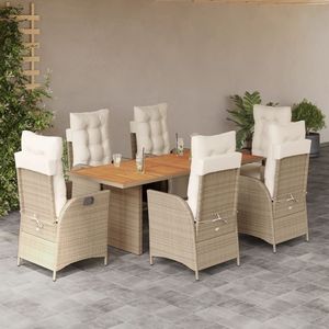 Juego de comedor de patio de ratán polivinílico beige de 7 piezas con cojines Juegos de jardín - Product Image 1