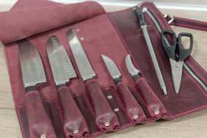 Ensemble de rouleaux à couteaux en cuir véritable de haute qualité et durable, sac de transport fonctionnel pour la protection des couteaux LKR-0300 - Product Image 6