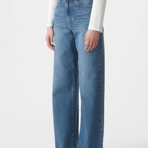 Jeans de Mezclilla Ecológicos al por Mayor para Mujer, Otoño-Invierno, 100% Algodón, Forro Polar, Corte Acampanado, Pierna Ancha, Vintage, Bordados, Cintura Alta - Product Image 3