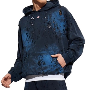 Manufacturer Direct 100% Cotton <b>French</b> Terry Vintage Hoodie Customize High Quality Distressed Acid Wash Hoodie for Men - Product Image 2