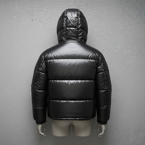 Hooded Puffer Jacket Men Winter Thick Warm Pu <b>Coat</b> Casual Zipper Front Logo Solid Color Windproof Regular Fit - Product Image 6