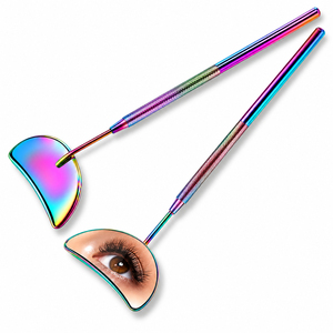 <b>Handheld</b> Makeup <b>Mirror</b> With 3X Magnification Rainbow Metal Finish Single Side Lash Extension Tool - Product Image 1