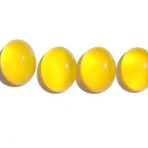 พลอยแคลเซโดนีสีเหลืองธรรมชาติขนาด 8 มม. 10 มม. รูปทรงวงรีเรียบ แบบคาโบชอง งานฝีมือพลอยหลวมสำหรับทำเครื่องประดับ DIY จากเมืองชัยปุระ อินเดีย - Product Image 2
