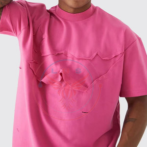 T-shirts décontractés pour hommes, unis, effet usé, grandes tailles, écologiques, respirants, polyester/coton, 180 grammes - Product Image 4