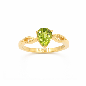 925 Sterling Silver Pear <b>Peridot</b> Classic <b>Ring</b> Gold and Rhodium Plated Modern Designer Jewelry - Product Image 3