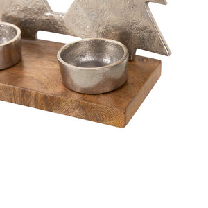 Portavelas Navideño Triple para Velas de Té con Diseño de Pinos, Acabado en Níquel - Product Image 2