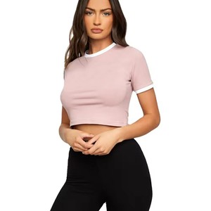 Camiseta Corta de Mezclilla con Estampado Personalizado para Mujer, 100% Algodón, Transpirable, OEM, ODM - Product Image 1