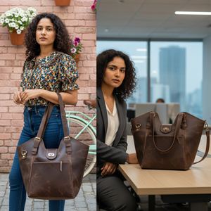 Sac fourre-tout en cuir véritable pour femme, style hobo vintage, forme baril, bandoulière double, fermeture éclair, pour la vie quotidienne - Product Image 5