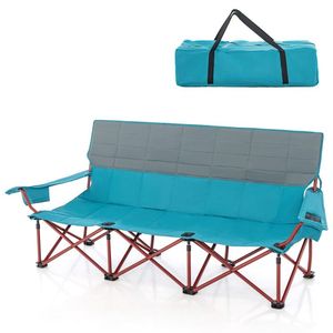 Three-Person Folding <b>Camping</b> Chair with Cotton Padding and <b>Storage</b> Bag Featuring 2 Cup Holders - Product Image 4