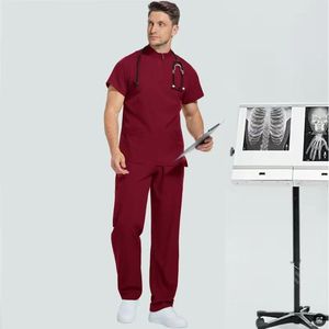 Unisex Elasticity Polyester Woven Quick Dry Fabric Stretch Zipper Nurse <b>Scrubs</b> <b>Set</b> with Needle Detection for Hospital Use - Product Image 5