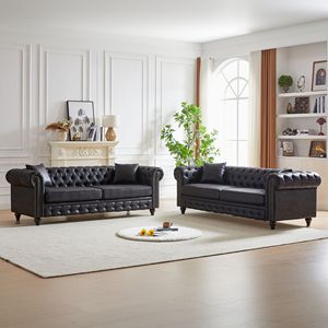 Divano Moderno FX a 3 Posti per Soggiorno con Struttura in Legno Massello e Piedi in Legno, 4 Cuscini, Set di Mobili per Appartamento 3 Posti + 3 Posti - Product Image 4