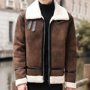 Stylish Hot Men Brown <b>Suede</b> Biker <b>Jacket</b> Windbreaker Leather Biker <b>Jacket</b> With Shirt Collar with Easy <b>Jacket</b> for Men with fur - Product Image 4