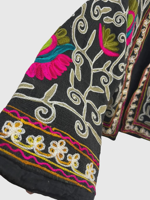 Veste en coton brodée à la main, manches longues, col mandarin, motif floral, grande taille, vêtements d'automne pour femmes