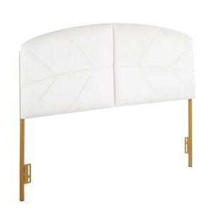 Tête de lit Queen en acier doré et velours crème Lindsey – Lits rembourrés contemporains/glamour - Product Image 1