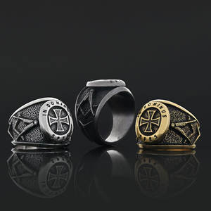 แหวนเมสัน BOJ รุ่น 019 แหวนสั่งทำพิเศษสำหรับทุกเพศ แหวนตราประทับฟรีเมสันแบบปรับแต่งได้ แหวนตราประทับมาสเตอร์เมสันเท็กซัส ฮิปฮอป สีเงิน ราคาประหยัด - Product Image 1