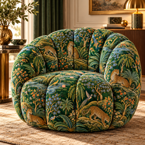 Tela de tapicería tejida ligera y transpirable con diseño personalizado de leopardo saltando y descansando entre vegetación exuberante, textiles para el hogar de 58/60 pulgadas - Product Image 2