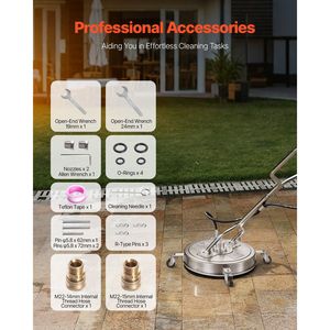 Idropulitrice ad Alta Pressione in Acciaio Inox da 21 Pollici con 4 Ruote, 4500 PSI Max, Attacco Rapido 3/8, Accessori per Pulizia Superfici - Product Image 6