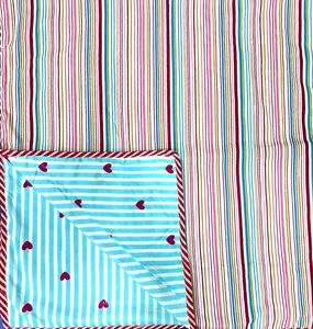 Handmade Designer 100% Cotton Striped Pattern Multicolor Reversible Cotton Blanket Inidna Style Baby Dohar <b>Quilt</b> For <b>Bedding</b> - Product Image 1