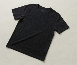 เสื้อยืดแขนสั้นสีดำสำหรับผู้ชาย ทรงปกติ สีพื้น ผ้าเจอร์ซีย์ คอโอ น้ำหนัก 240 กรัม ผ้าฝ้าย 100% - Product Image 3