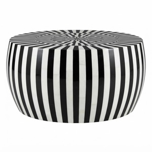 Table basse rectangulaire en résine avec incrustations florales noires et blanches, pieds dorés, pour salon, villa, hôtel - Product Image 4