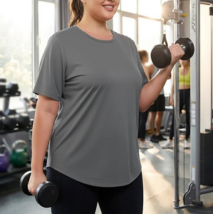T-shirt de sport Relax Fit pour femme, tissu doux, vêtements confortables, équipement d'entraînement pour femmes grandes tailles, vêtements d'entraînement confortables - Product Image 4