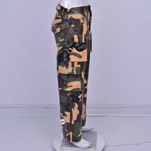Leather Camouflage <b>Pant</b> High Waist Full Length Regular Fit Breathable Polyester Casual <b>Summer</b> Style With Pockets with OEM ODM - Product Image 3
