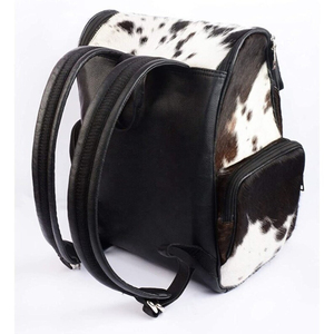 Mochila de cuero de vaca con estampado animal, múltiples bolsillos, cierre de cremallera, mochila unisex de moda para el día a día, 15 pulgadas - Product Image 2