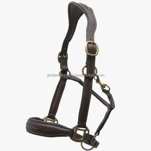 Custom Made <b>Top</b> Quality Genuine <b>Leather</b> Anatomical Horse <b>Halter</b> With Soft Padding and Heavy Duty Adjustable Brass Hardware - Product Image 4