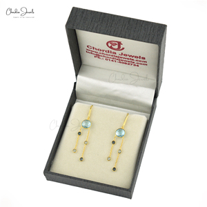 Pendientes Colgantes de Plata de Ley 925 con Topacio Azul Cielo Natural y Topacio Azul Londres, Bañados en Rodio, ¡Gran Venta! - Product Image 5