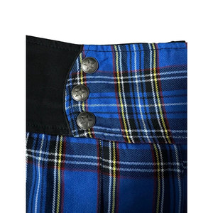 Minifalda Plisada Azul a Cuadros Estilo Gótico Punk al por Mayor, Falda Escolar de Tartán de Cintura Alta con Detalle de Botones de Estrella - Product Image 5
