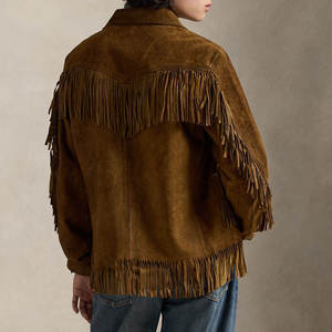 Premium Quality Pure Genuine Cowhide Leather Unisex Brown <b>Suede</b> Biker <b>Jacket</b> Stand Collar Custom Logo Winter Fashion Style - Product Image 4