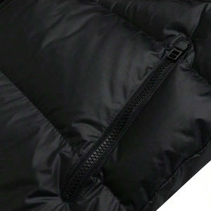 Chaqueta de Plumón con Capucha para Hombre, Negra, Cortavientos, Informal, de Invierno, Corte Regular, Cierre de Cremallera, Color Sólido, Exterior de Poliéster - Product Image 3