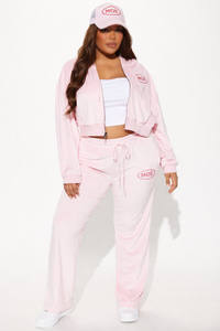 Conjunto de Sudadera con Capucha Oversize y Pantalones Acampanados de Algodón con Pedrería Rosa Transpirable al por Mayor, Fabricante Personalizado OEM - Product Image 4