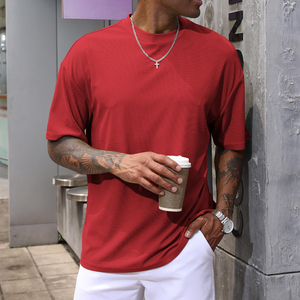 T-shirt surdimensionné léger pour homme, logo et design personnalisés, manches courtes, style épaules tombantes, col rond, tissu tricoté à séchage rapide - Product Image 5