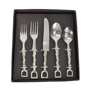 <b>Mirror</b> Polish Cutlery Sets Horse Bit Style Silver Flatware Sets 5 Pcs In Luxury Gift <b>Box</b> Custom Brands Logo Print Decorative <b>Box</b> - Product Image 2