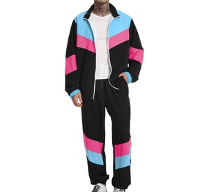 Conjunto Deportivo para Hombre con Bloques de Color, Cierre de Cremallera, Corte Holgado Informal, Pantalones Deportivos, Material de Poliéster Transpirable para Otoño - Product Image 5