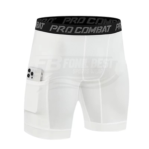 Men's <b>Compression</b> Shorts Pocket Drawstring Closure Knitted Fabric Print Design Quick Dry Sports <b>Underwear</b> Workout Yoga Briefs - Product Image 5