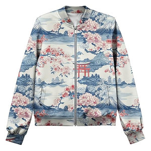 New Design <b>Womens</b> Woven Floral Print Lightweight Bomber <b>Jacket</b> Custom Wholesale Outerwear Custom Colors Sizes OEM Service - Product Image 1