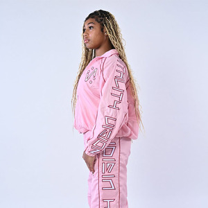 <b>Pink</b> Windbreaker Set Hooded Zipper <b>Waterproof</b> Breathable Eco-Friendly Unisex <b>Jacket</b> Pants Nylon Running Training - Product Image 4