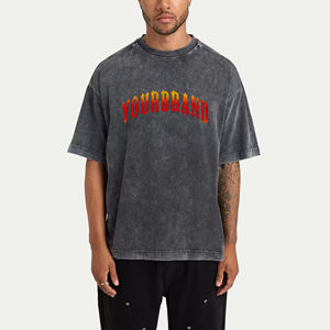 T-shirts tricotés à épaules tombantes pour hommes, haute qualité, impression par transfert thermique, personnalisables, 100 % coton vierge, OEM ODM, respirants - Product Image 1