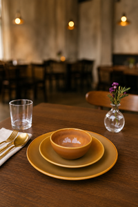 Premium Mustard <b>Ceramic</b> Dinner <b>Plate</b> & Bowl Set Matte Finish Stoneware Tableware Modern Dining Collection High Demanding - Product Image 4
