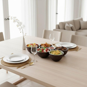 Juego de Cinco Tazones Conectados de Metal Plateado y Marrón Oscuro, Utensilios de Cocina, Artesanía, Centro de Mesa Decorativo Moderno, Regalo para Condimentos - Product Image 3